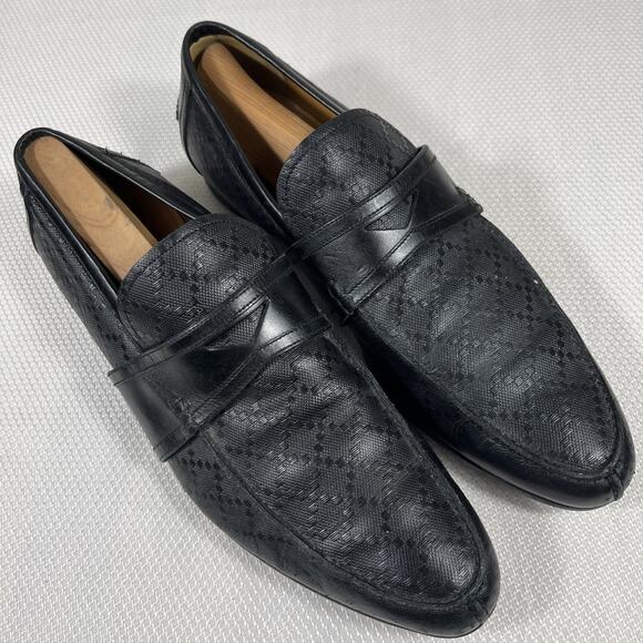 Genuine Gucci Hilary Men’s Lux Diamonte Black Calfskin Penny Loafers! US 9 - Picture 1 of 12